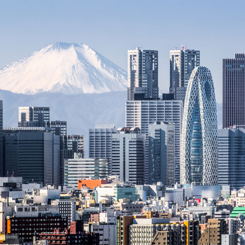 Ville de Tokyo avec le Mont Fuji au loin