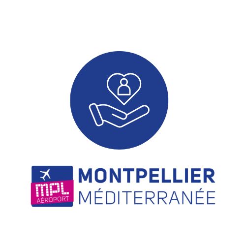 picto main coeur humain et logo aeroport