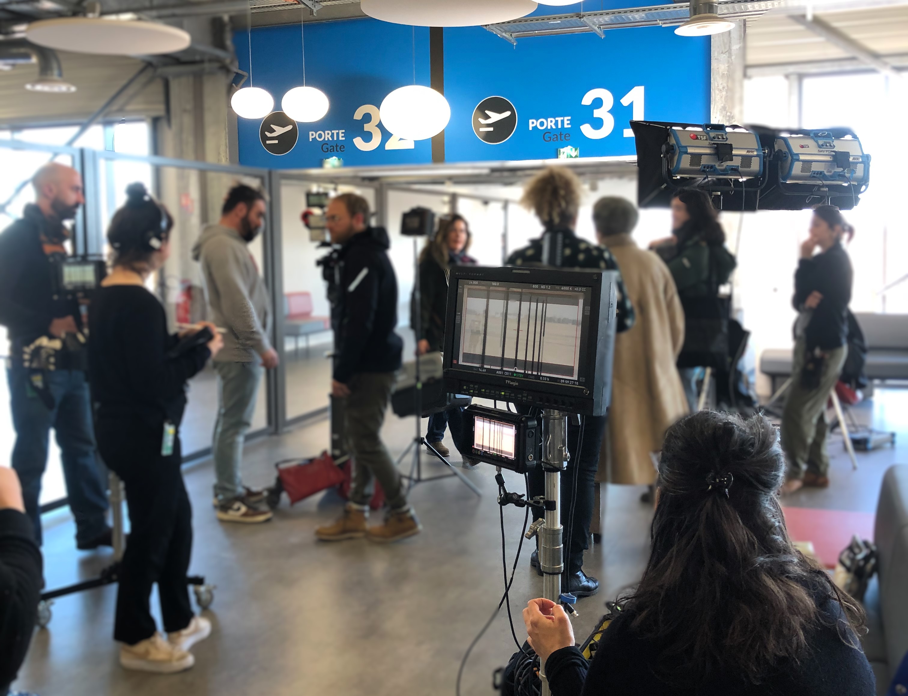 tournage en salle d'embarquement