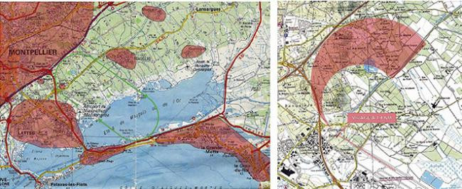Map of training flight procedures at Montpellier-Méditerranée Airport