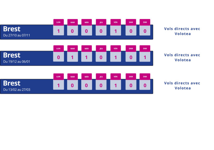 Programme des vols hiver 2025 Montpellier Brest