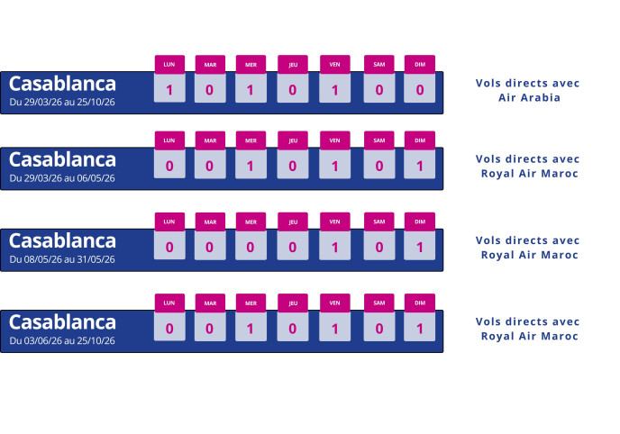 programme vol montpellier casablanca